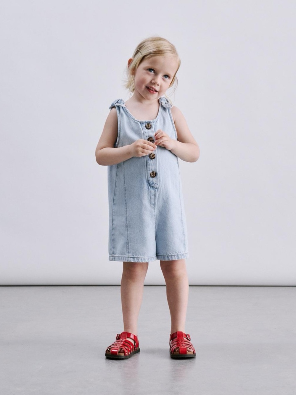 ZARA BOW DENIM OVERALL SHORTS